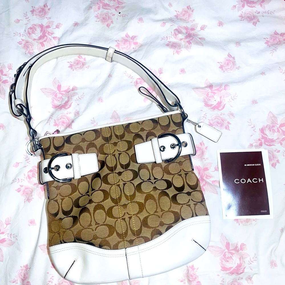 White Coach Crossbody with Pink Charms